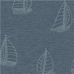 2-5870 - Papel Pintado infantil veleros azul marino