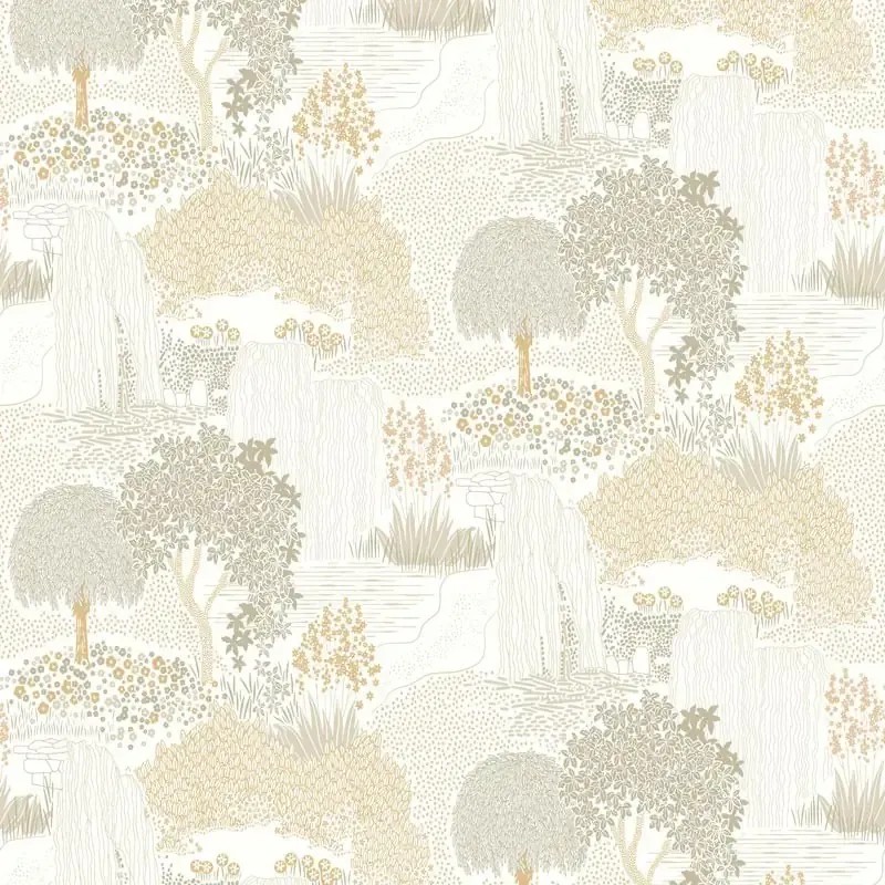 Papel pintado vinilo naturaleza Jardín Japones beige