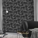 2-5034 - Papel pintado geométrico negro 3D 