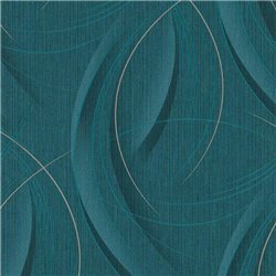 2-5037 - Papel pintado moderno rayas curvas turquesa