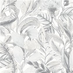 2-5075 - Papel pintado floral selvático tonos grises