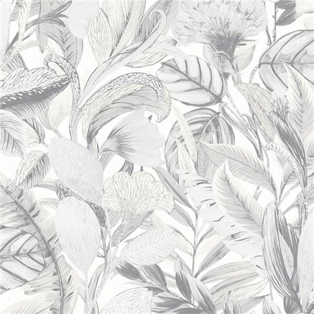 2-5075 - Papel pintado floral selvático tonos grises