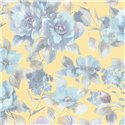 2-5154 - Papel pintado nostálgico magnolias amarillo azul