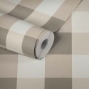 2-5165 - Papel Pintado  cuadros textiles beige y crema