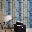 Papel pintado 3D azul gris verde