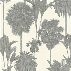 2-5713 - Papel Pintado palmeras oasis blanco crema